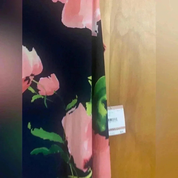 Anne Klein Navy Floral Sleeveless Keyhole Fully Lined Dress Size 12 NWT - Picture 5 of 12